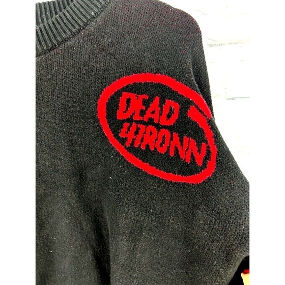 YWFG-JF Mens Size XL Black Red Pullover Sweater Japanese Streetwear Skeleton - Picture 7 of 12